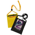 Large Neck wallet pouch w/ front zipper and printed Lanyard